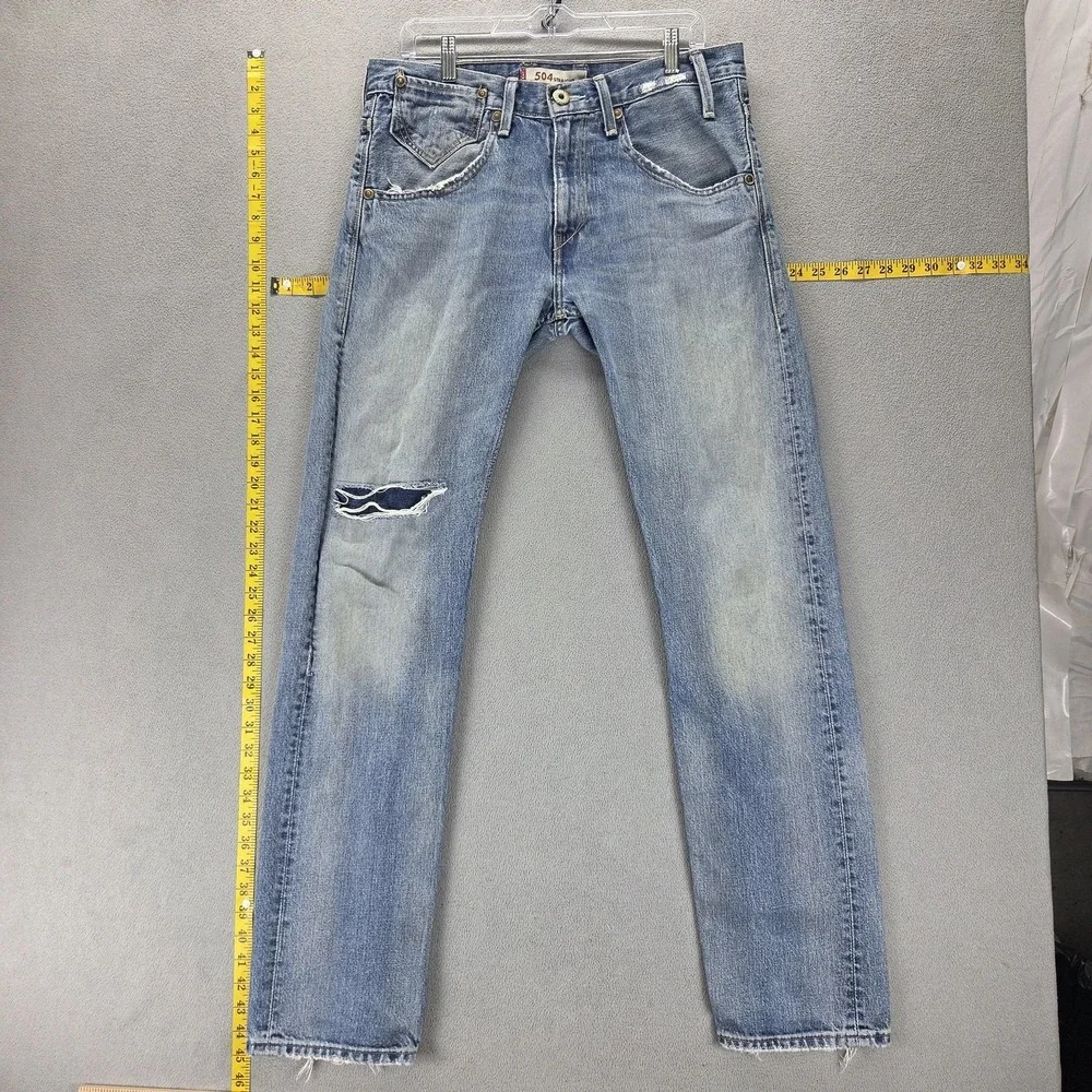 Vintage Levis 504 Jeans Mens 32x34 Blue Straight Engineered Zip Fly Medium Wash